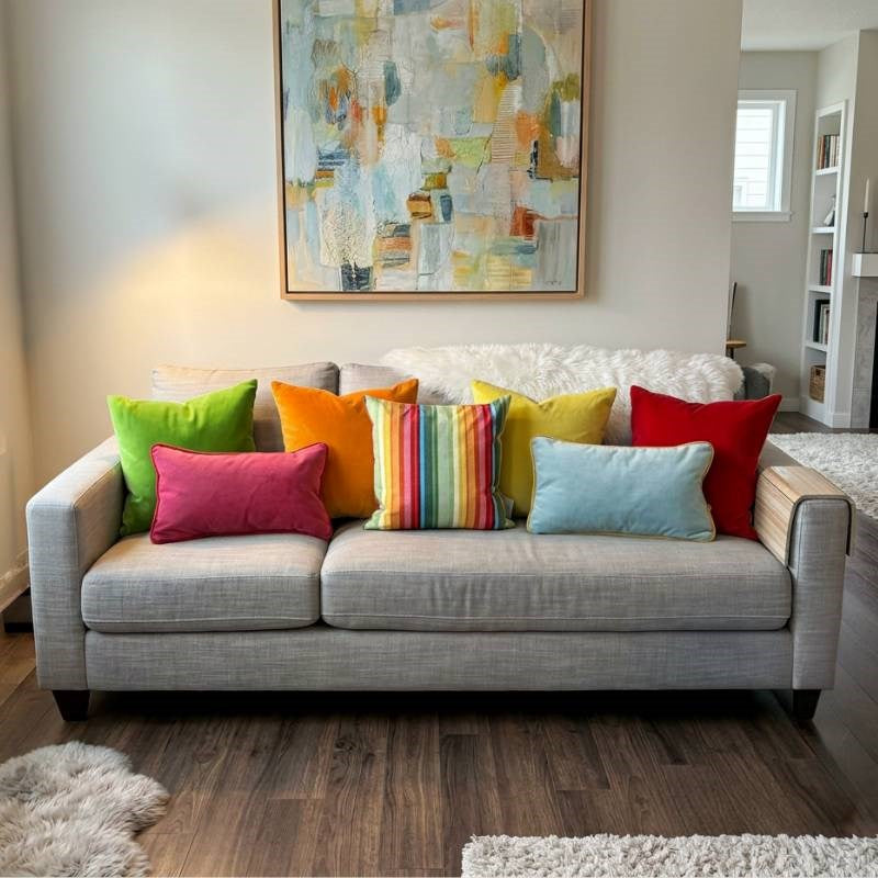 Rainbow Stripe Velvet Cushion Cover 43cm
