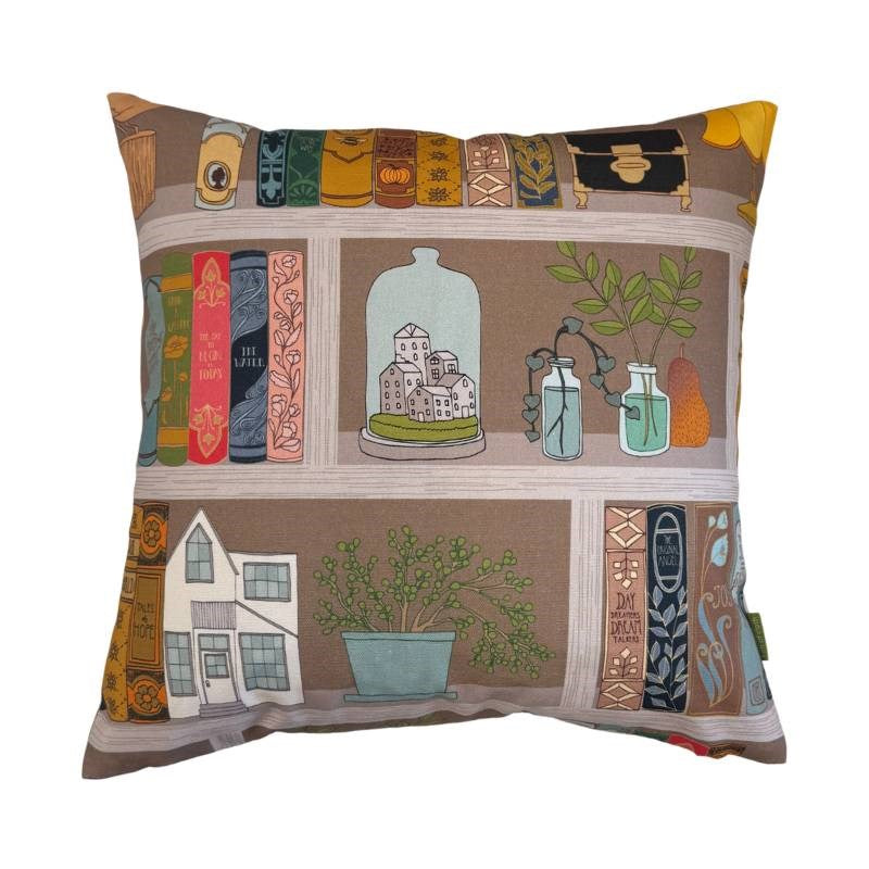 A Treasured Library Cotton Cushion Cover 45cm in whitewash