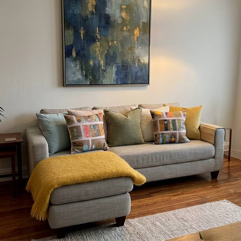 A Treasured Library Cotton Cushion Cover 45cm in whitewash