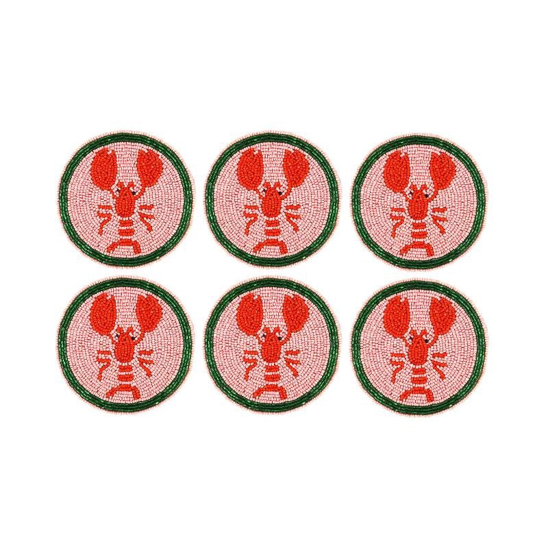 Lobster Beaded Coasters, set of 6
