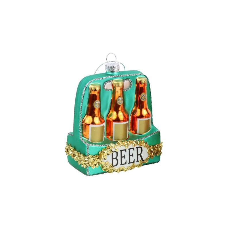 Glass Christmas Decoration Beer in turquise