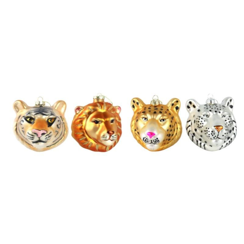 Glass Christmas Decorations, Wildlife, set of 4