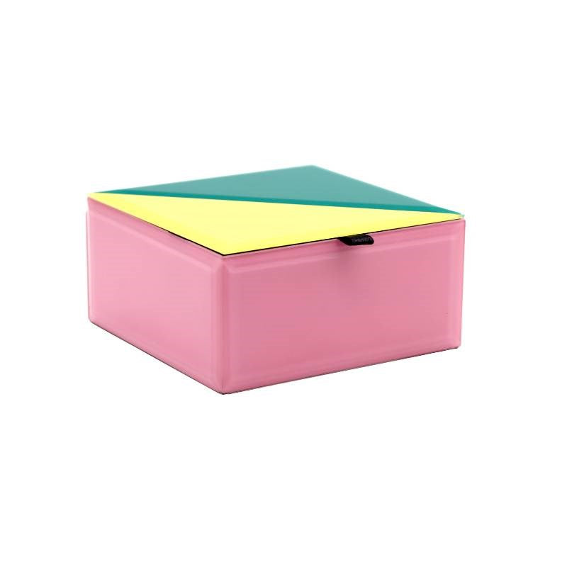 Colour Fusion Glass Box in green, yellow, pink