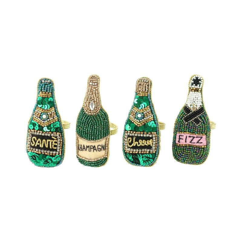 Cheers Beaded Napkin Rings, set of 4