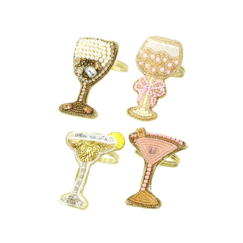 Bottles Beaded Napkin Rings, set of 4