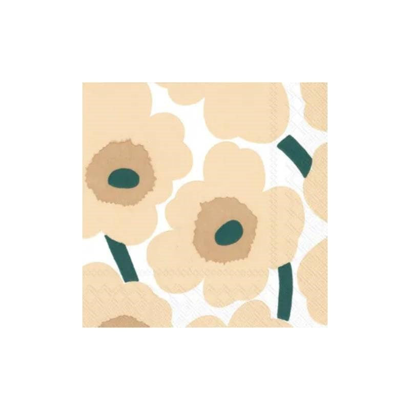 Cocktail Serviettes in Unikko Linen Green
