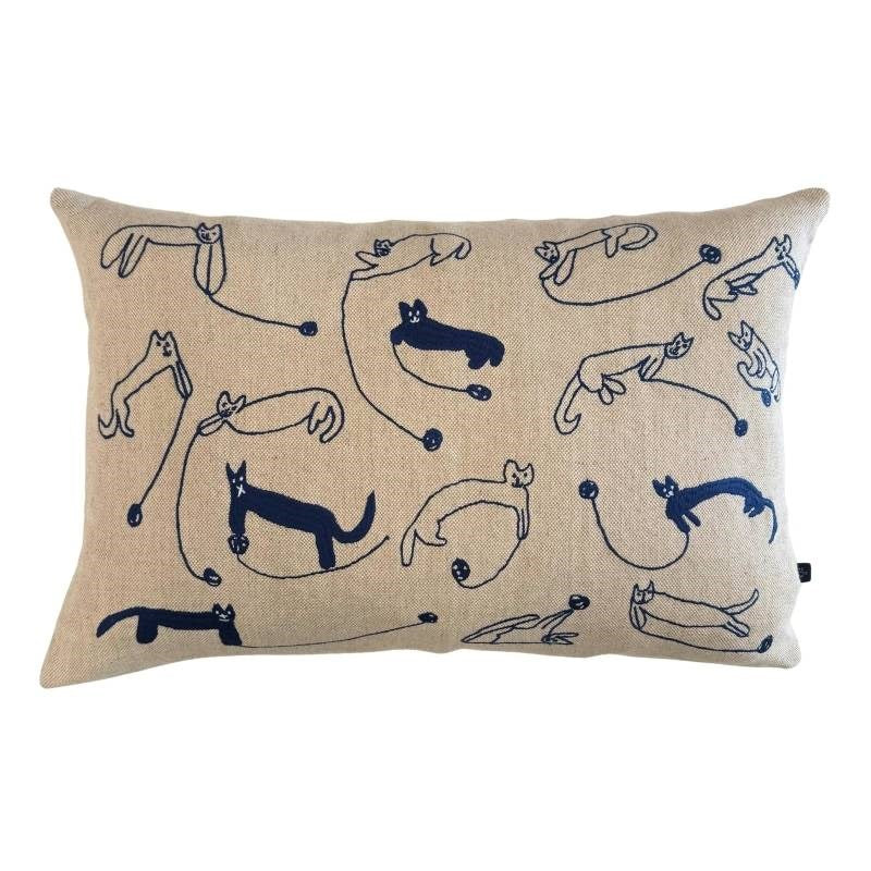 Yarn Cats Embroidered Cushion Cover 60x40cm