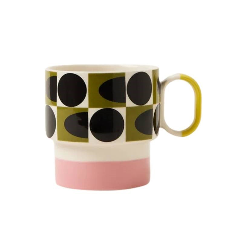 Spot Square Oval Stacking Mug, 275ml, in pink