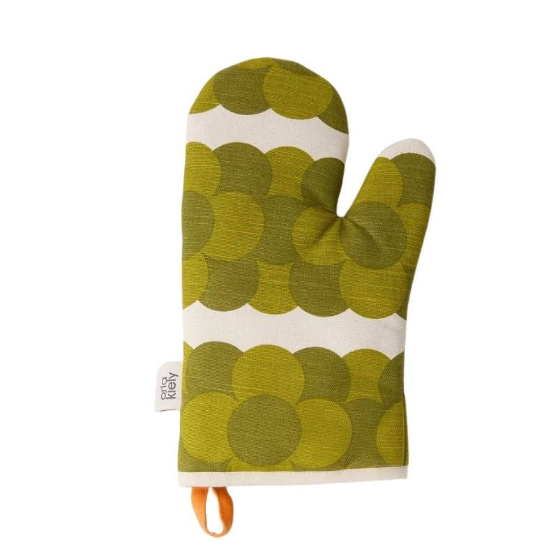 Retro Stripe Oven Mitt in green