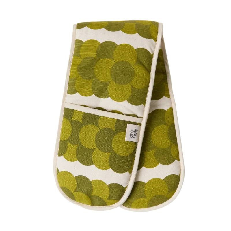 Retro Stripe Double Oven Glove in green