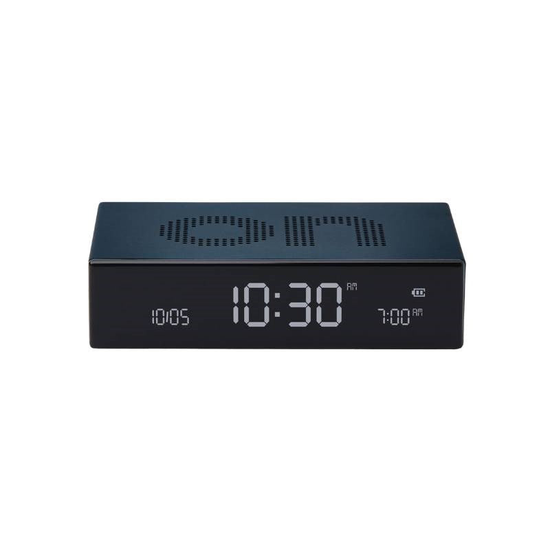 Lexon Flip Premium Alarm Clock in aluminium dark blue