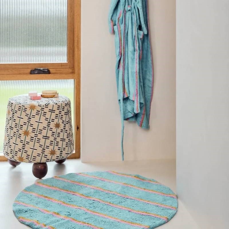 Aegean Stripe Round Bath Mat 90cm diameter