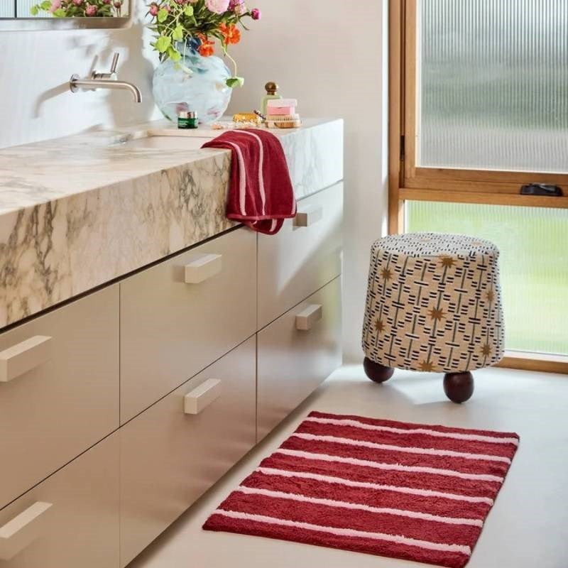 Ruby Rose Stripe Bath Mat 55 x 80 cm