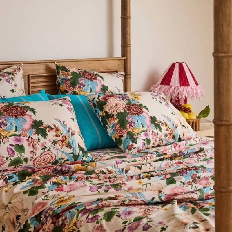Belle Floral Organic Cotton Pillowcases 2P Std Set