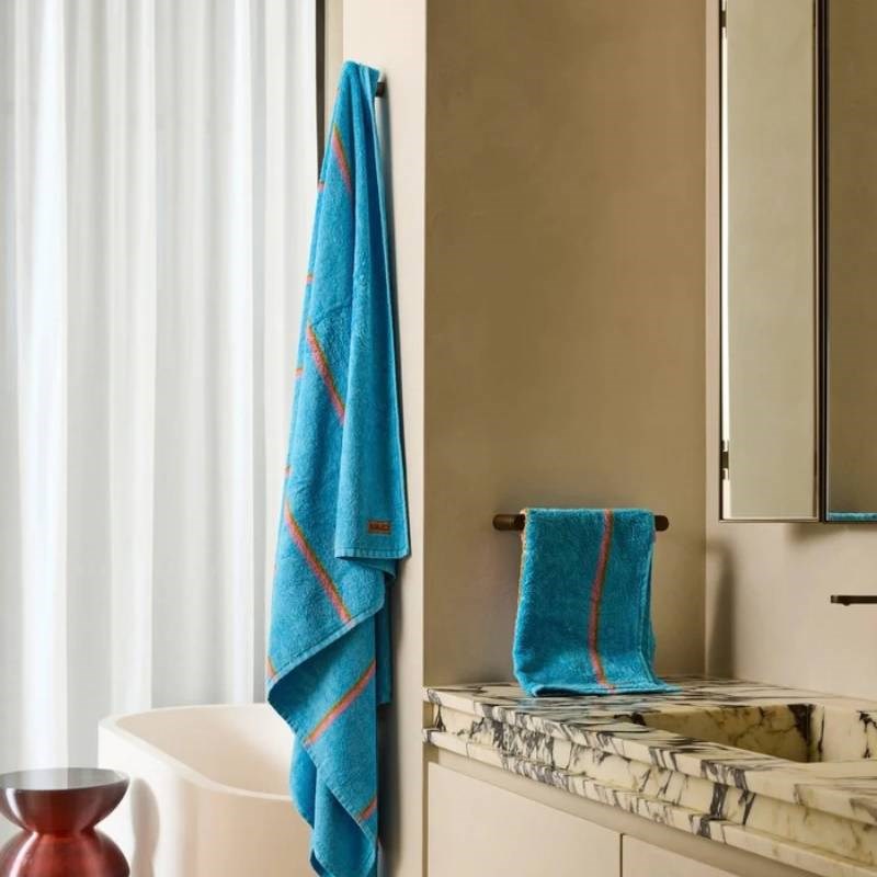 Aegean Stripe Bamboo Terry Bath Towel 140 x 70 cm