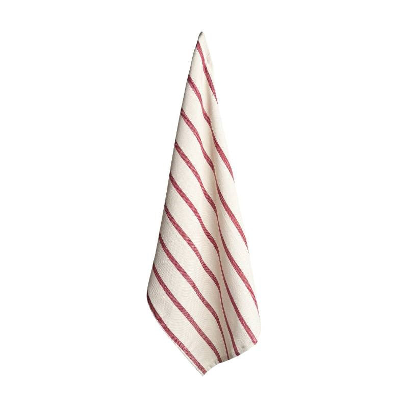 Stripe Tea Towel 50x70cm in creme, maroon