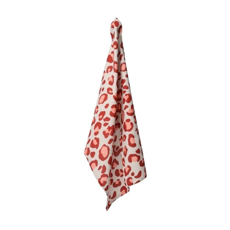 Leopard Tea Towel 50x70cm in dusty blue, peach