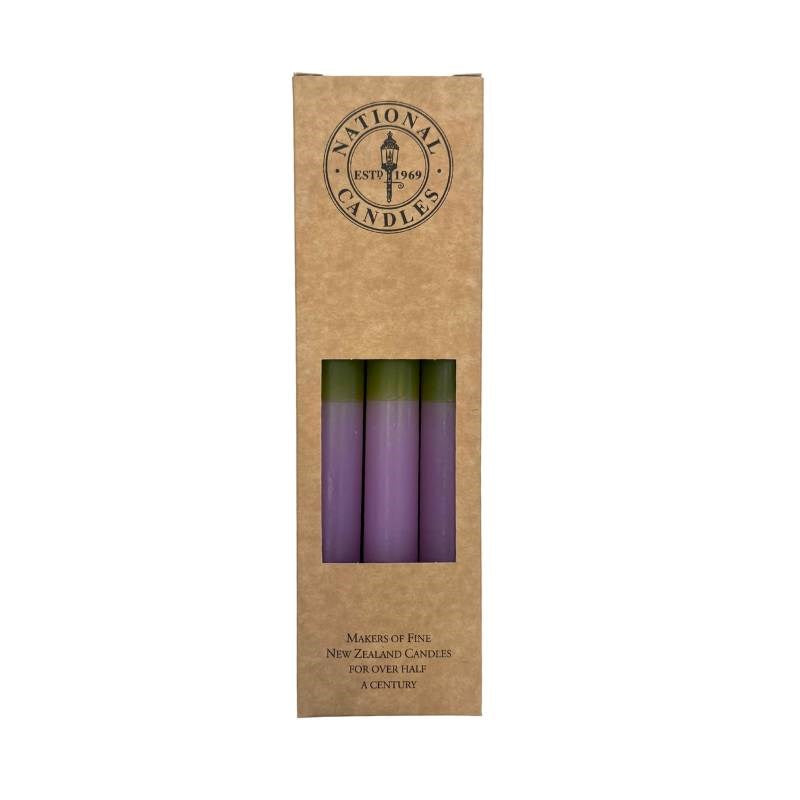 TWO TONE Taper Candle 240mm set of 6: 3x Pistachio/Bloom, 3x Bloom/Pistachio