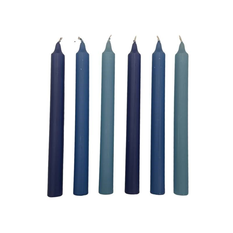 Blues Taper Candle 240mm set of 6 in Blue Bell, Lake Blue, Sky Blue