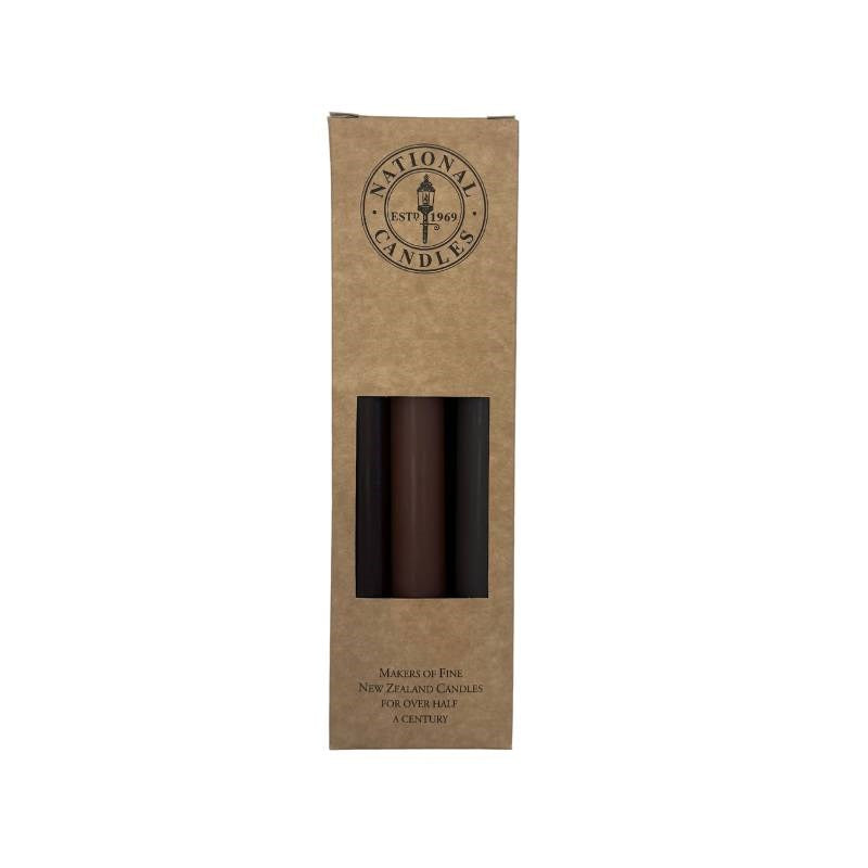 Winter Pudding Taper Candle 240mm set of 6 in Chocolate, Mocha, Stone