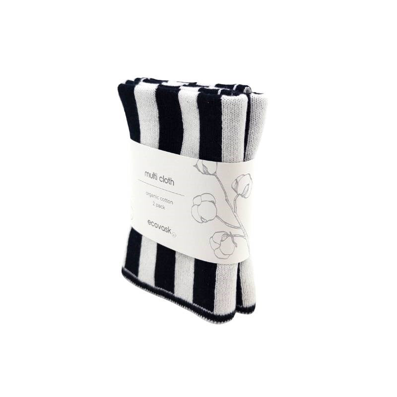 Multi Cloths 2pk in black, white stripe