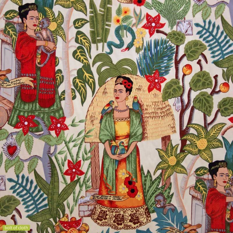 Frida&#39;s Garden Fabric in tea