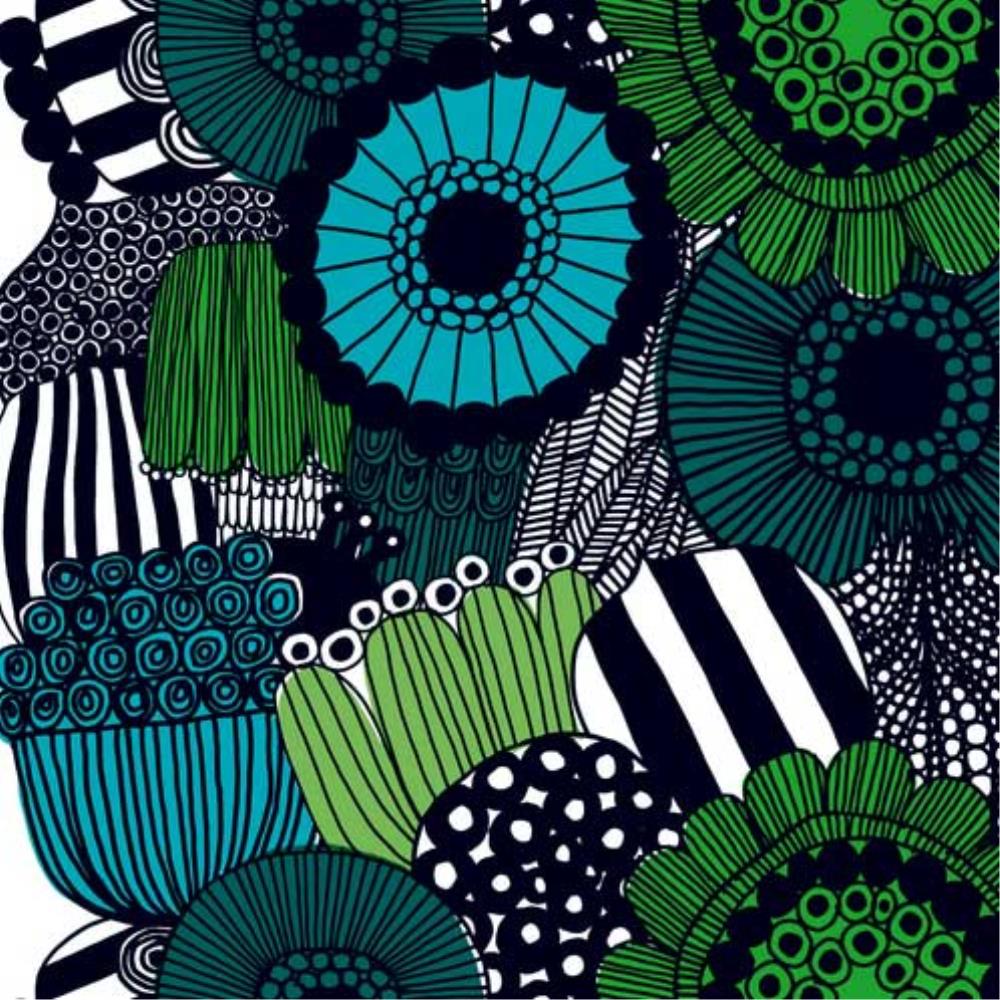 Siirtolapuutarha Fabric in white, green, black