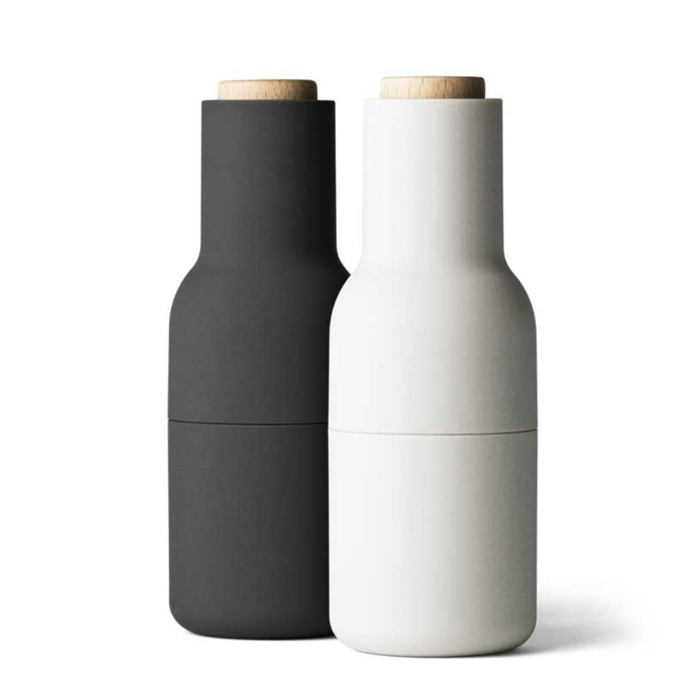 Audo Salt and Pepper Bottle Grinders, Ash/Carbon with beech lid