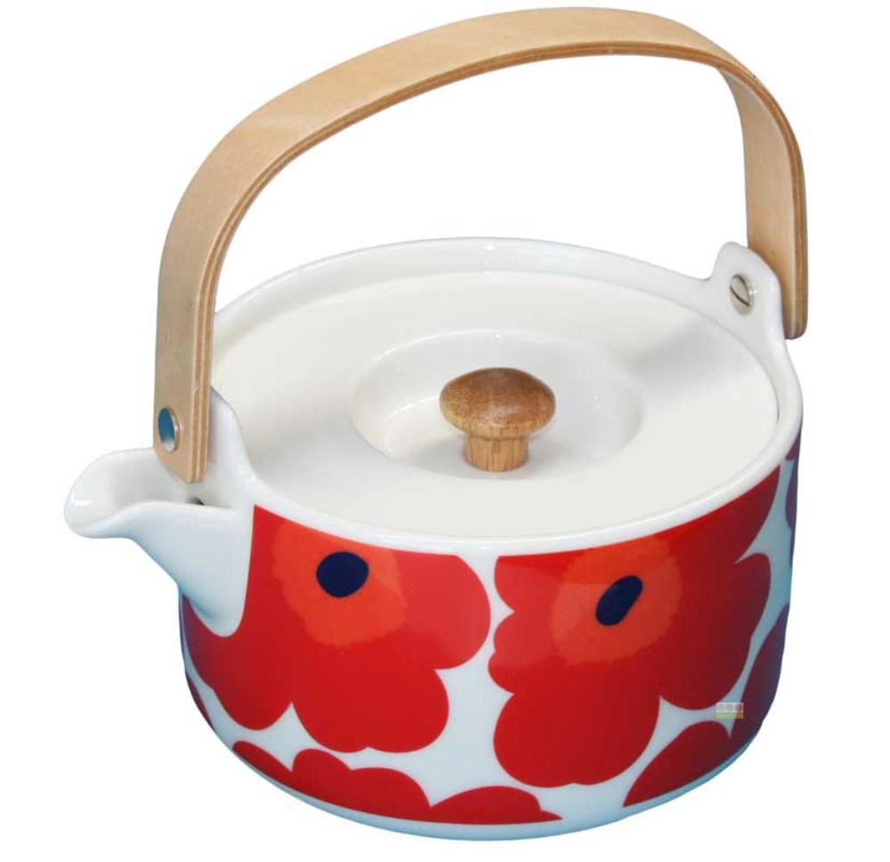 Unikko Teapot 700ml in red, pink