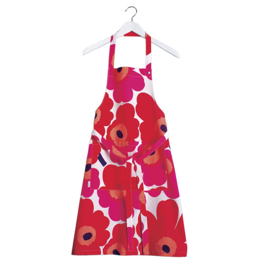 Pieni Unikko Apron in white, red