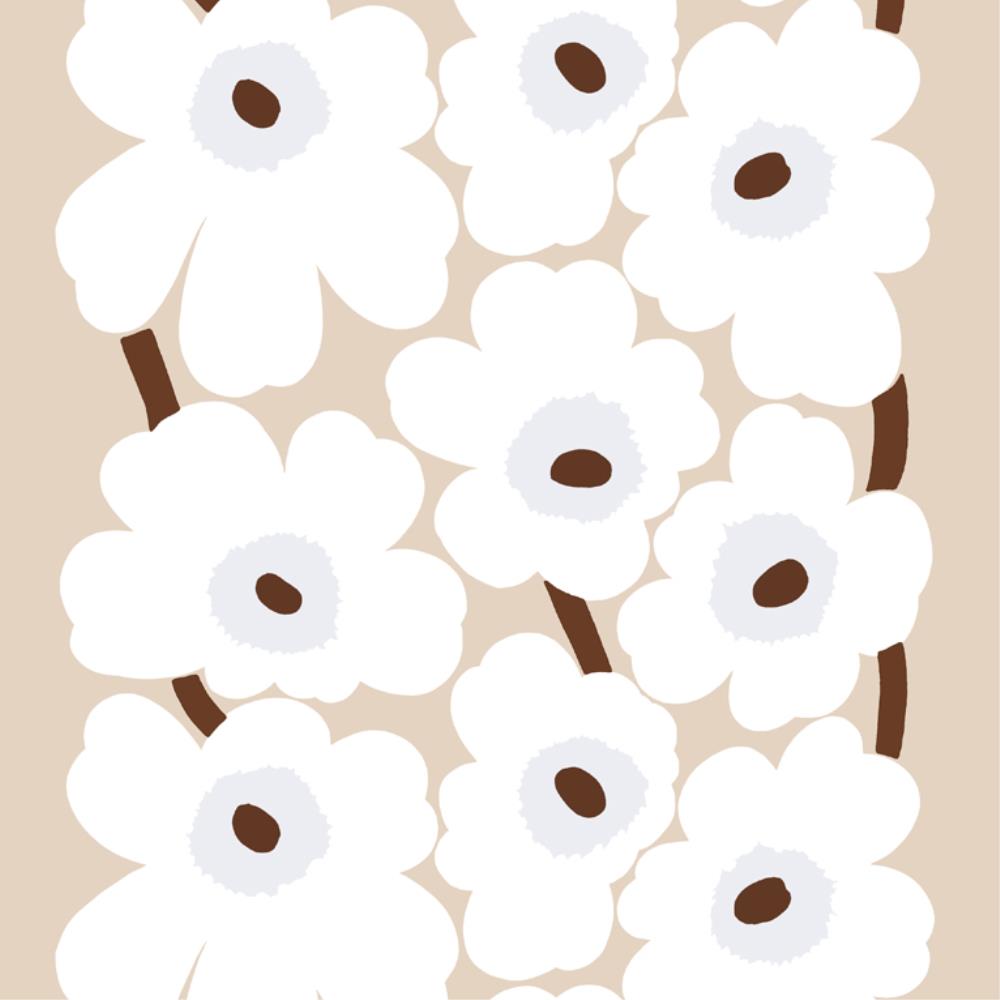 Unikko Linen Fabric in beige, white, brown