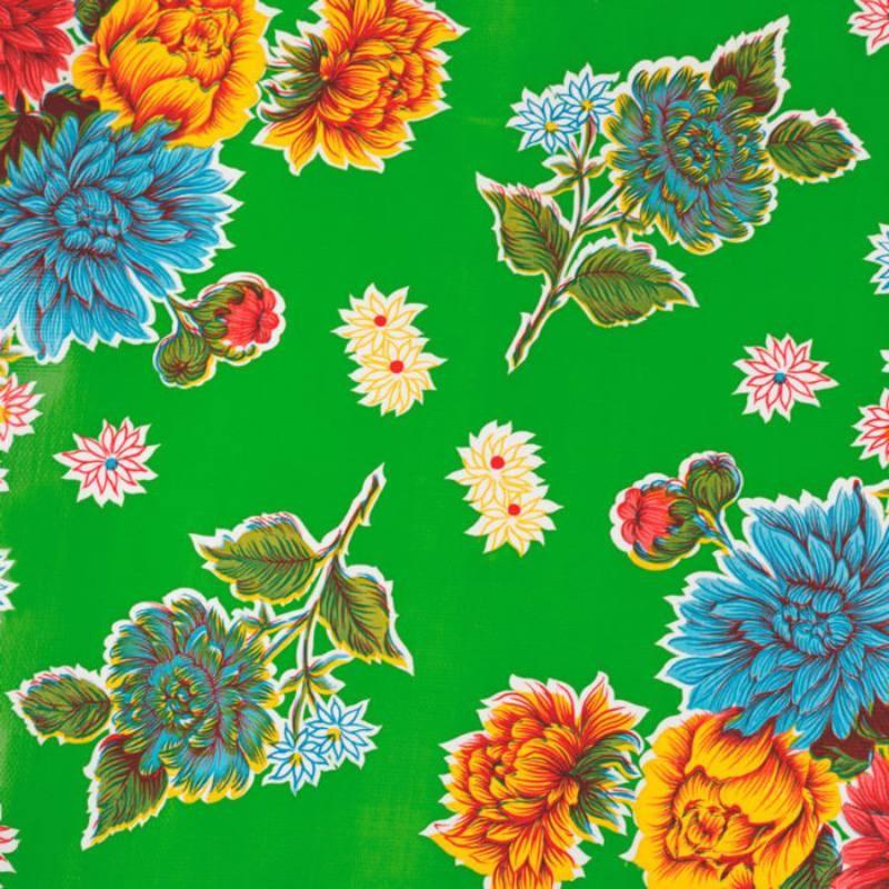 Chrysanthemum Oil Cloth in green - Bolt of Cloth - Kitsch Kitchen