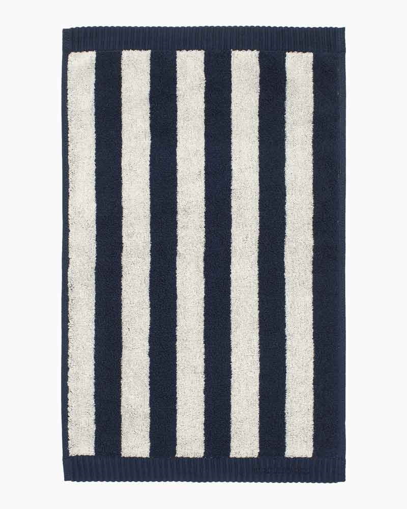 Kaksi Raitaa Guest Towel 30x50cm in sand, dark blue
