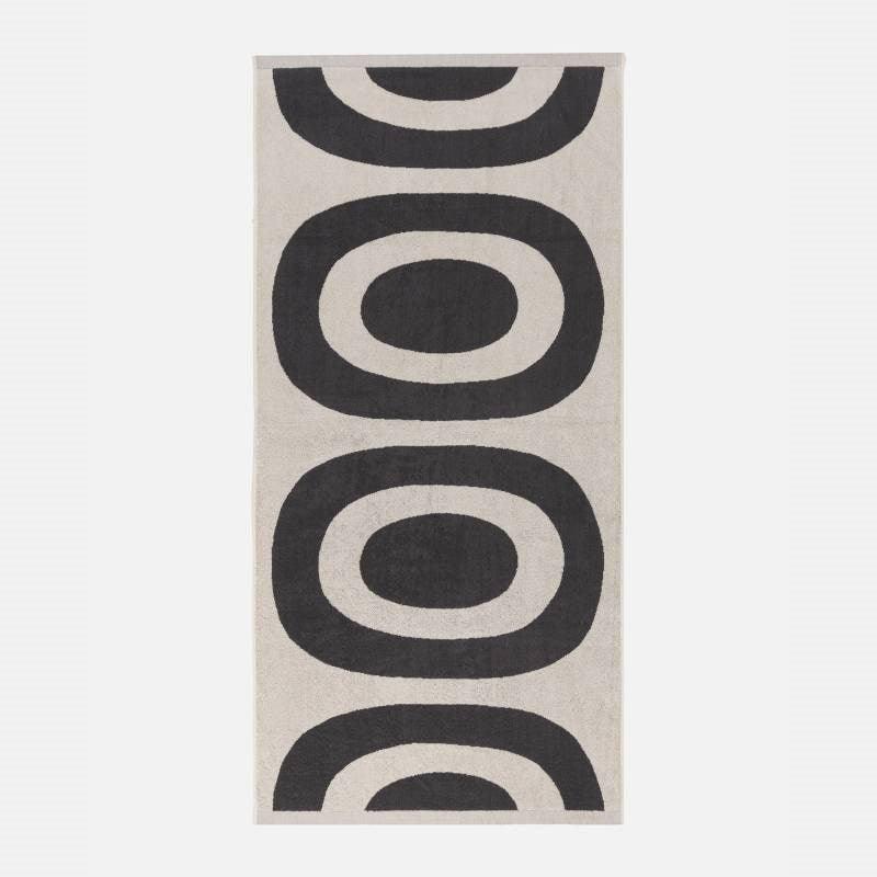 Melooni Bath Towel 75cm x 150cm in charcoal, off white - Bolt of Cloth - Marimekko