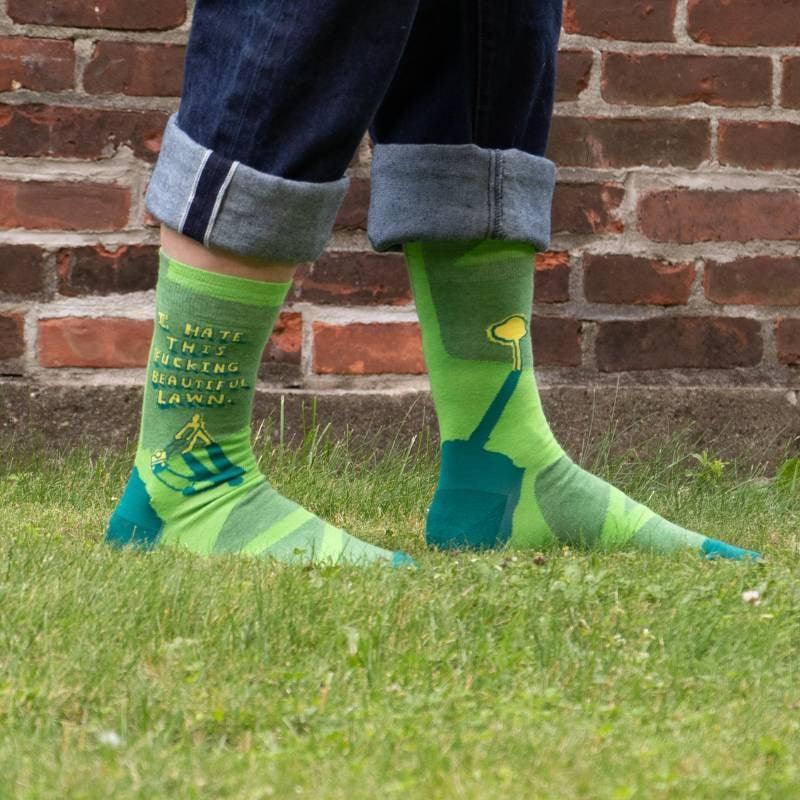 Men's Socks - Beautiful Lawn - Bolt of Cloth - Blue Q