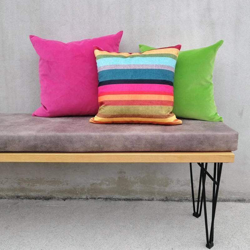 Velvet Cushion Cover 45cm with Linen Back in apple green - Bolt of Cloth - Bolt of Cloth