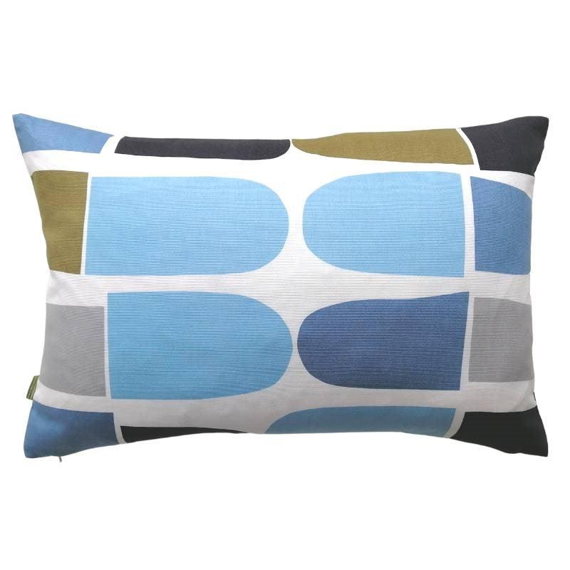 Pikku Jatski Cushion Cover 60x40cm in white, brown, blue - Bolt of Cloth - Marimekko