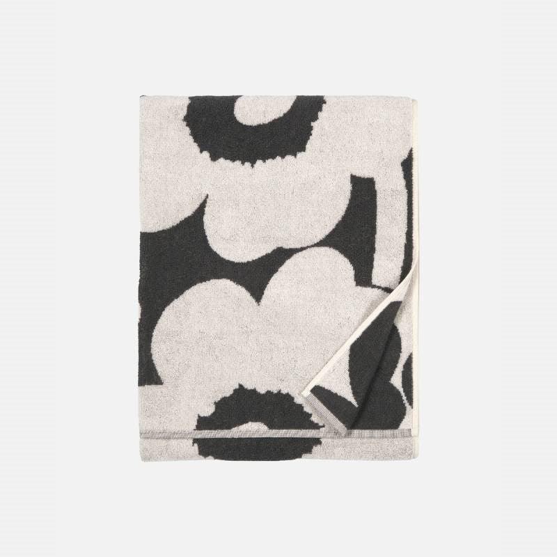 Unikko Bath Towel 70x150cm in charcoal, off-white - Bolt of Cloth - Marimekko