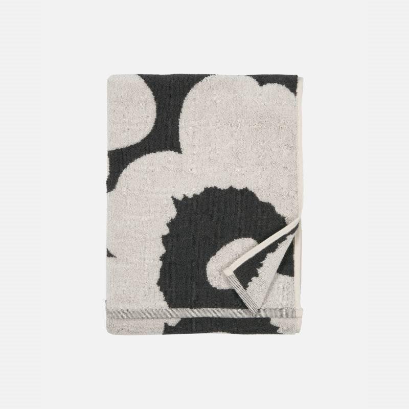 Unikko Hand Towel 50x70cm in charcoal, off-white - Bolt of Cloth - Marimekko