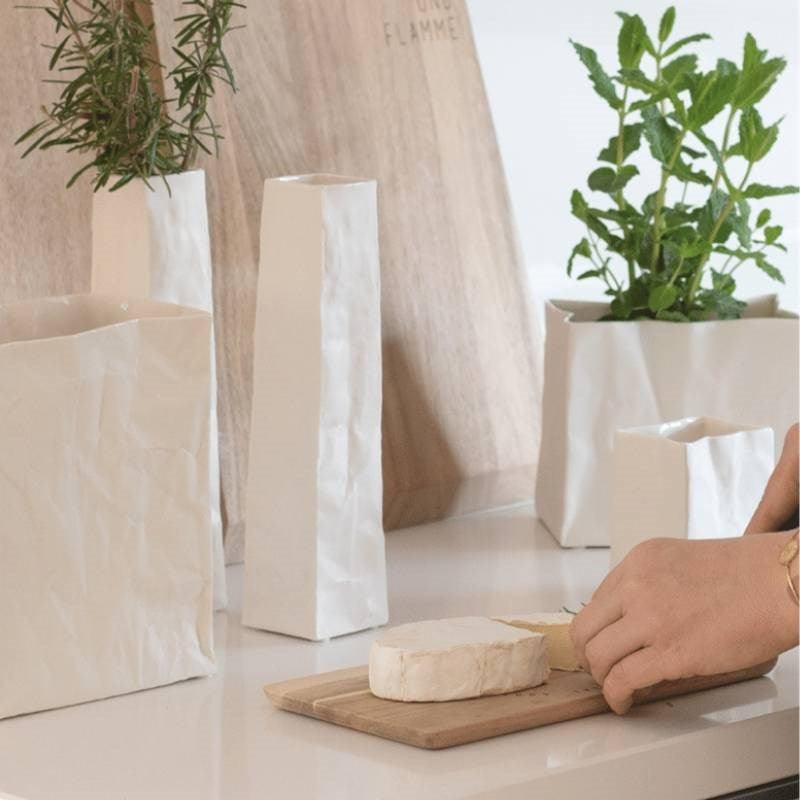 Rader Paper Bag Porcelain Vase Medium - Bolt of Cloth - Rader
