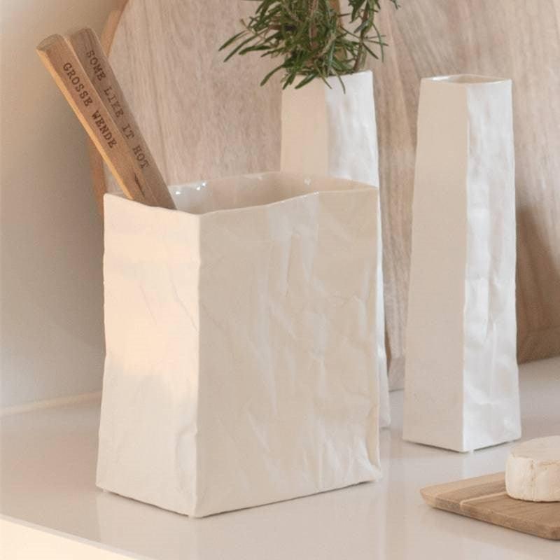 Rader Paper Bag Porcelain Vase Large - Bolt of Cloth - Rader