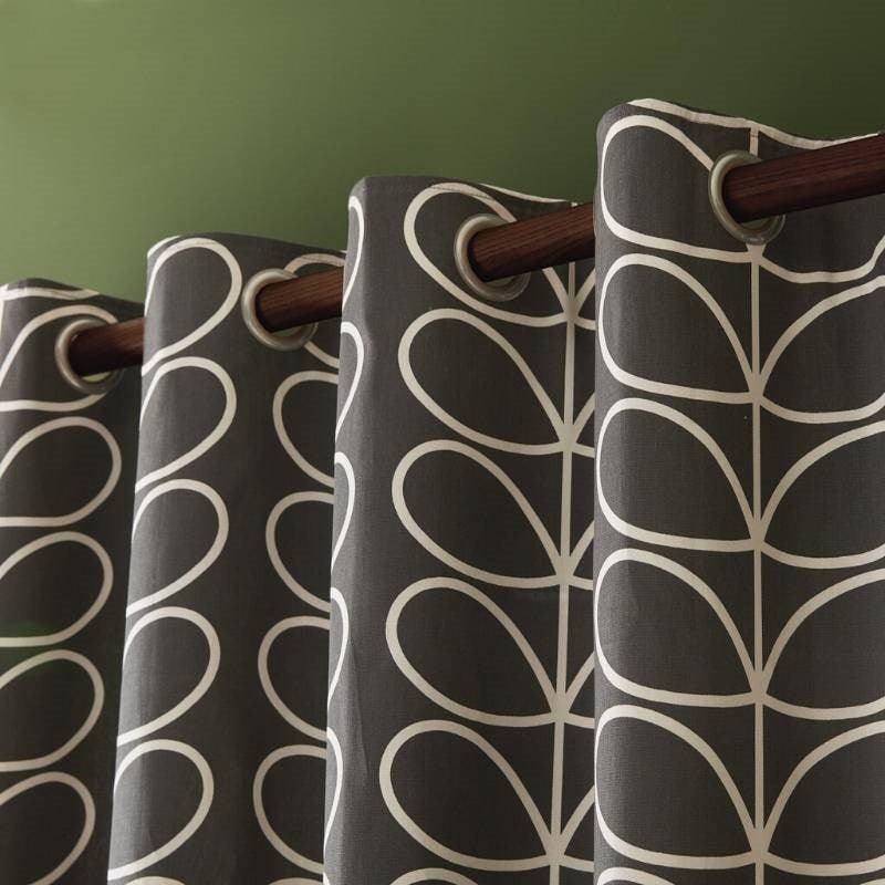 Linear Stem Eyelet Curtains in charcoal - Bolt of Cloth - Orla Kiely
