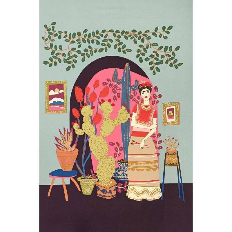 Mi Casa Azul Frida Fabric Panel in dusty turquoise - Bolt of Cloth - Alexander Henry