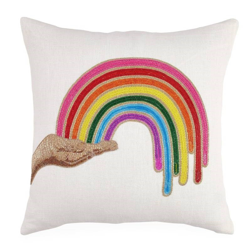 Rainbow Hand Beaded Cushion 50cm