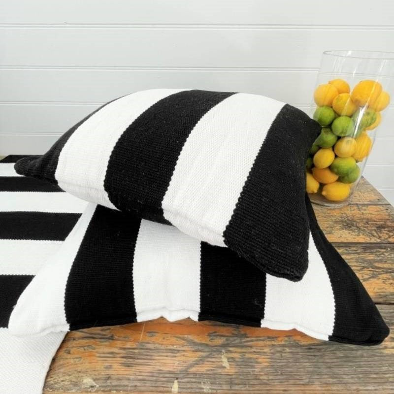 Deck Stripe Outdoor Cushion Cover 50cm in black, white
