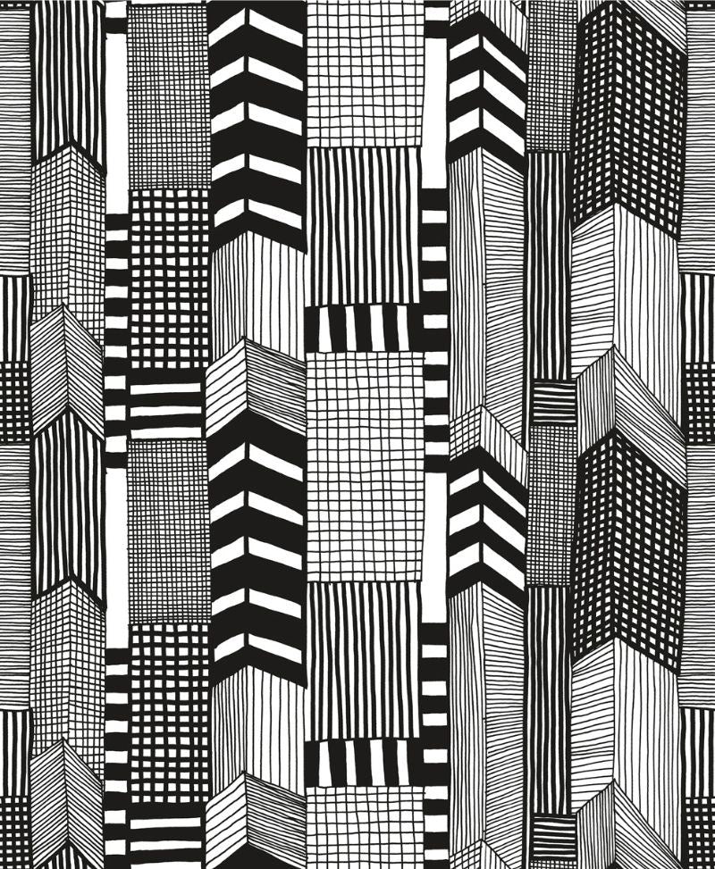 Ruutukaava Wallpaper in black, white
