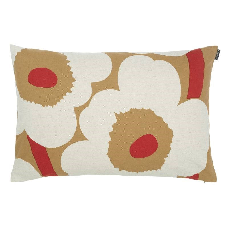 Unikko Cushion Cover 60x40cm in brown, linen, red