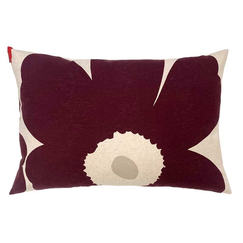 Unikko Cushion Cover 60x40cm in cotton, red, burgundy