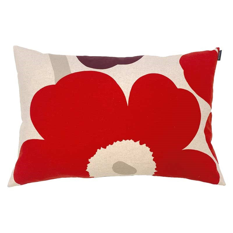Unikko Cushion Cover 60x40cm in cotton, red, burgundy