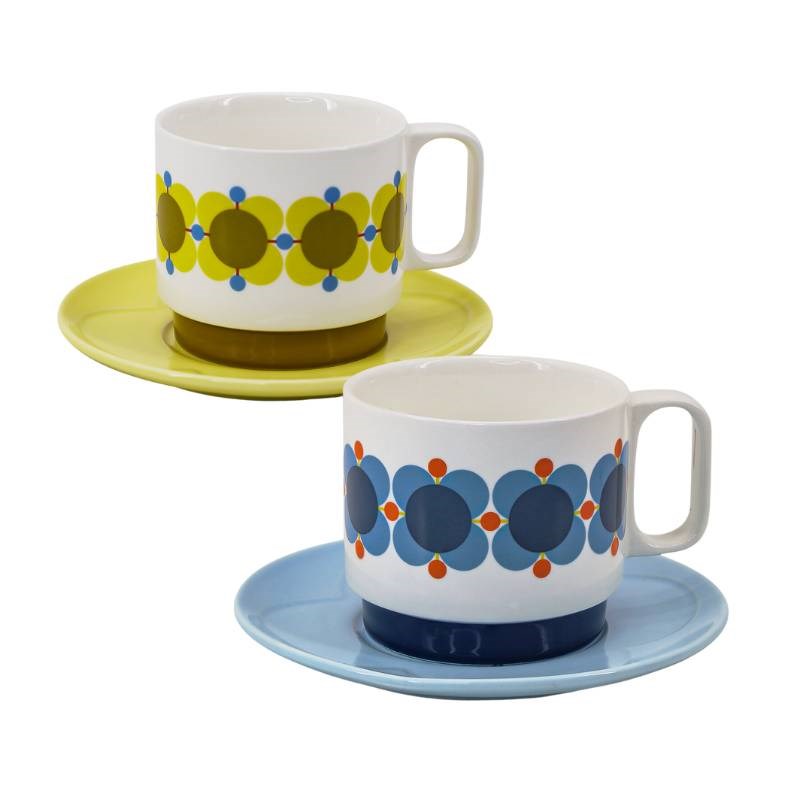 Atomic Flower Teacup and Saucer Set